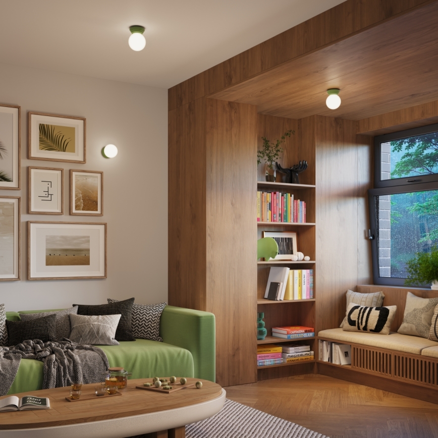 Plafonnier de salle de bains ZORI 1 x G9, 8 W, 230 V, Ø 12 cm, IP44, vert