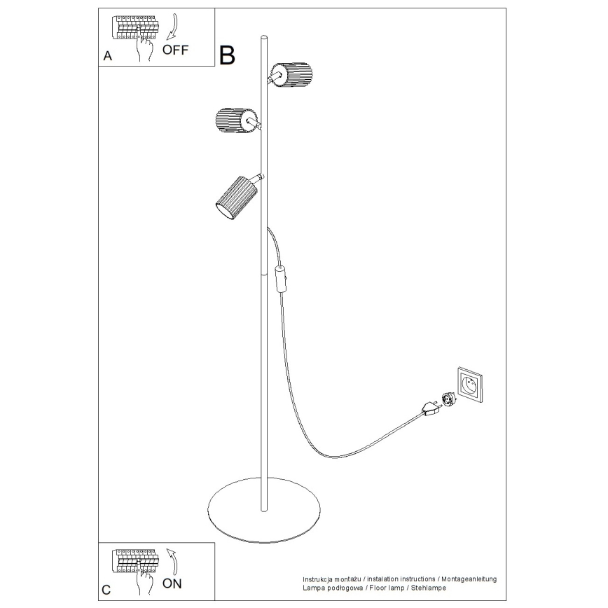 Lampadaire KARBON 3x GU10 10 W / 230 V vert