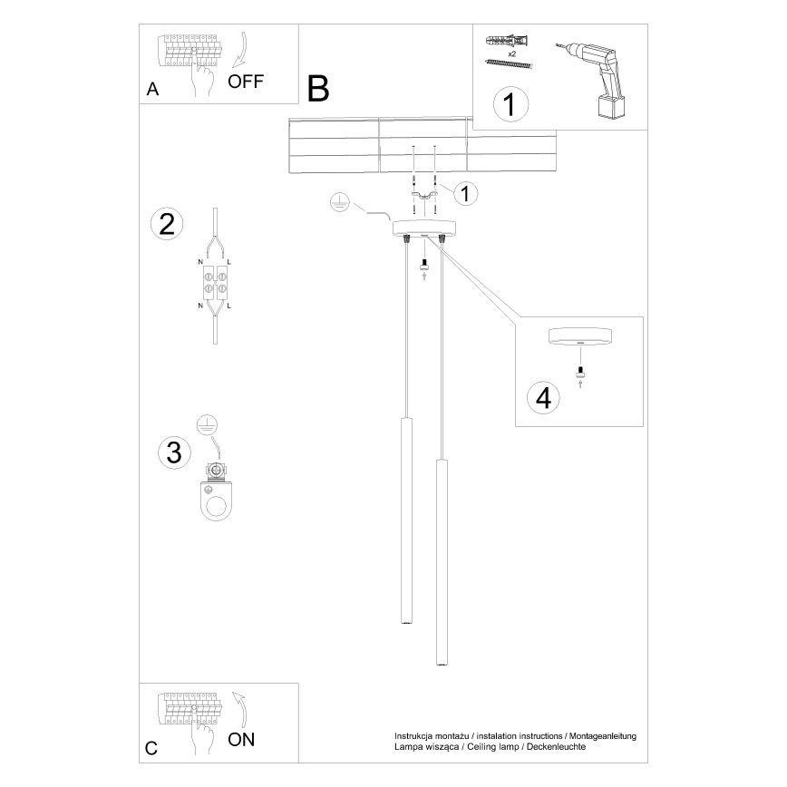 Suspension sur câble PASTELO 2xG9/8W/230V rouge