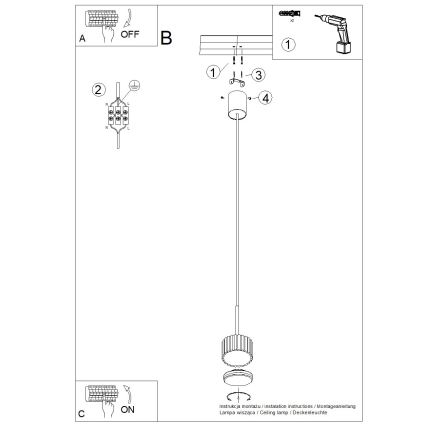 Suspension sur câble AURA 1xGX53/10W/230V verte