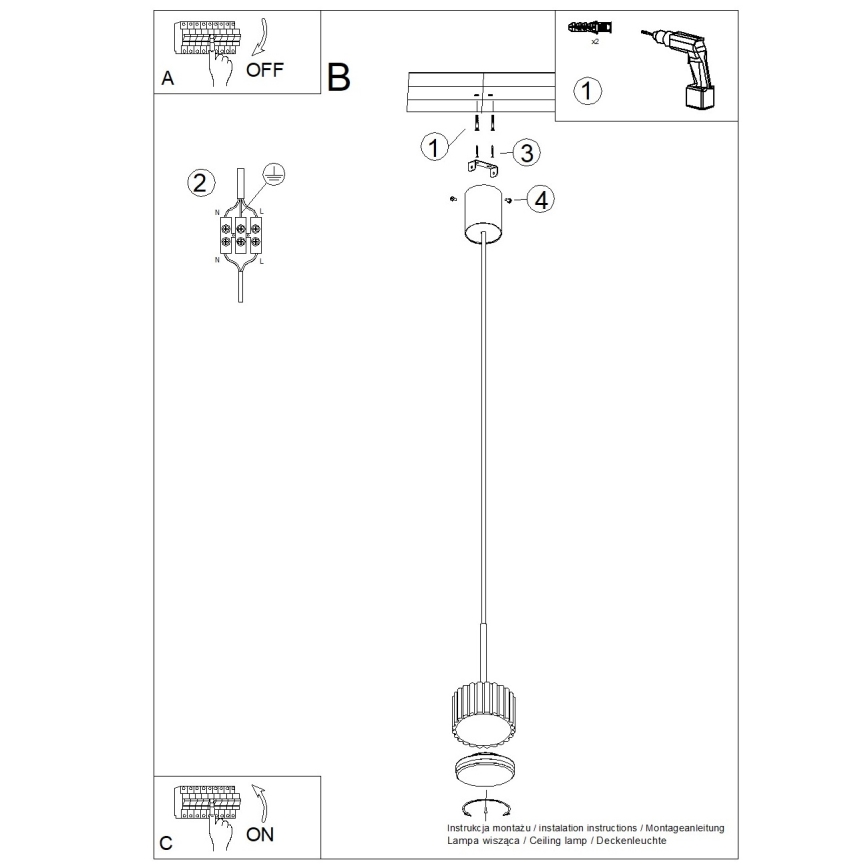 Suspension sur câble AURA 1xGX53/10W/230V verte