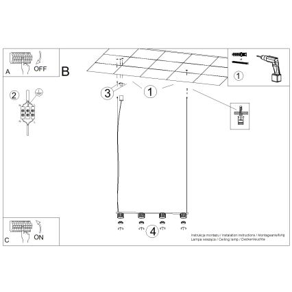 Suspension sur câble AURA 4xGX53/10W/230V rouge