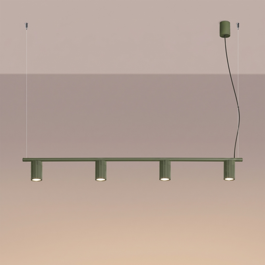 Suspension sur câble KARBON 4xGU10/10W/230V verte