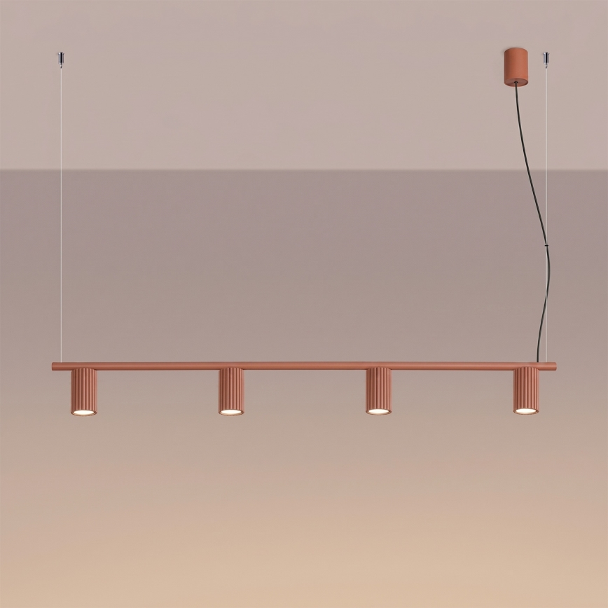 Suspension sur câble KARBON 4xGU10/10W/230V orange