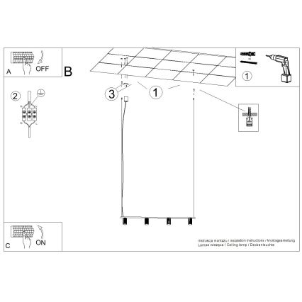 Suspension sur câble KARBON 4xGU10/10W/230V orange