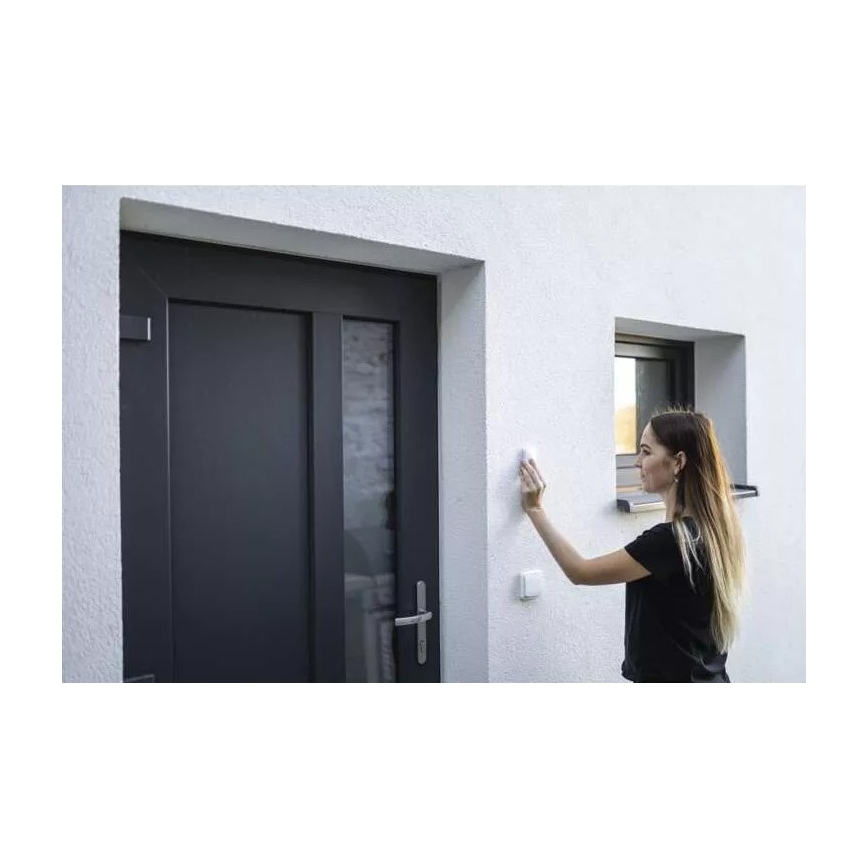 Sonnette sans fil à brancher 230V + 1xCR2032 IP44 blanc