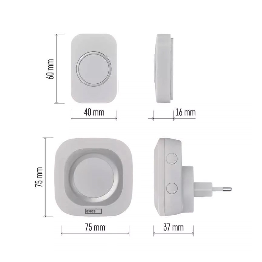 Sonnette sans fil à brancher 230V + 1xCR2032 IP44 blanc
