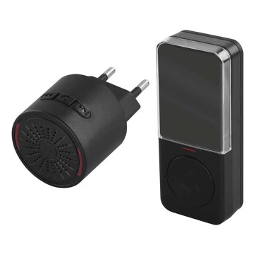 Sonnette sans fil à brancher sur prise 230 V + 1x CR2032, noire