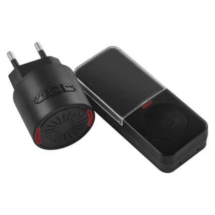 Sonnette sans fil à brancher sur prise 230 V + 1x CR2032, noire