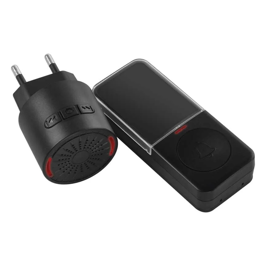 Sonnette sans fil à brancher sur prise 230 V + 1x CR2032, noire