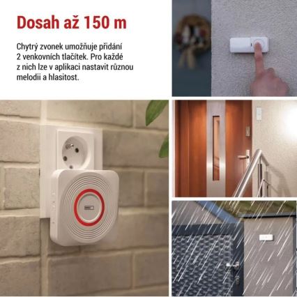 Sonnette sans fil à brancher sur prise GoSmart 230V + 1xCR2032 blanche Wi-Fi