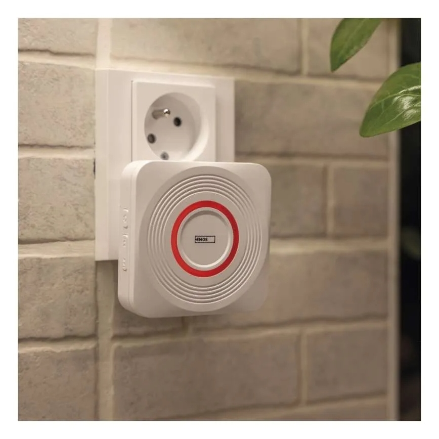 Sonnette sans fil à brancher sur prise GoSmart 230V + 1xCR2032 blanche Wi-Fi