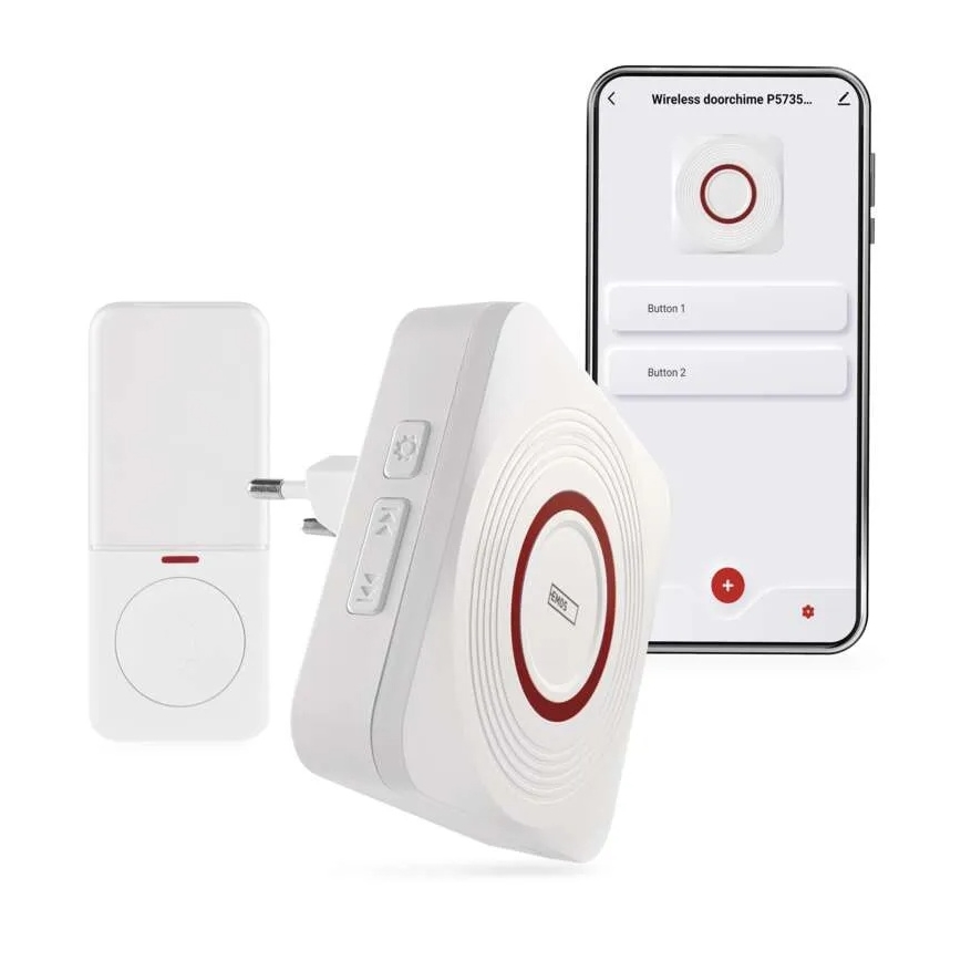 Sonnette sans fil à brancher sur prise GoSmart 230V + 1xCR2032 blanche Wi-Fi