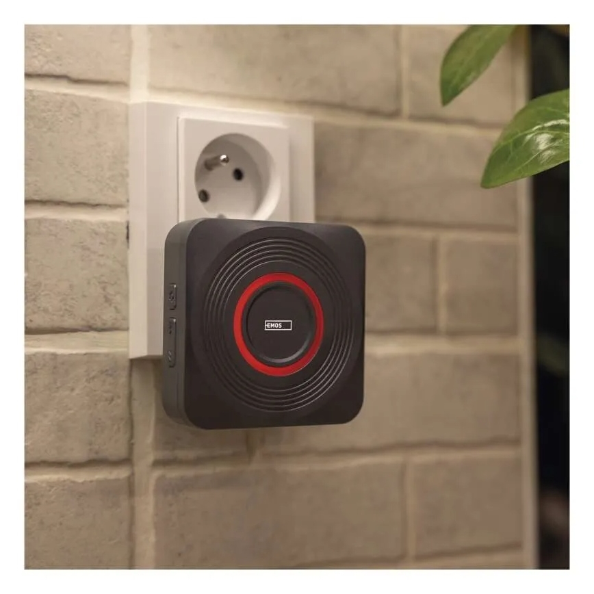Sonnette sans fil à brancher sur prise GoSmart 230V + 1xCR2032 gris Wi-Fi