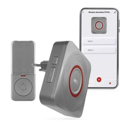 Sonnette sans fil à brancher sur prise GoSmart 230V + 1xCR2032 gris Wi-Fi