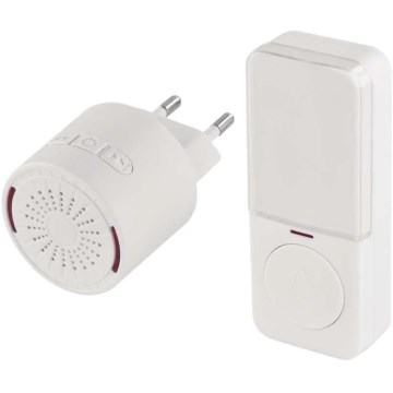 Sonnette sans fil pour prise 230V + 1xCR2032 blanche
