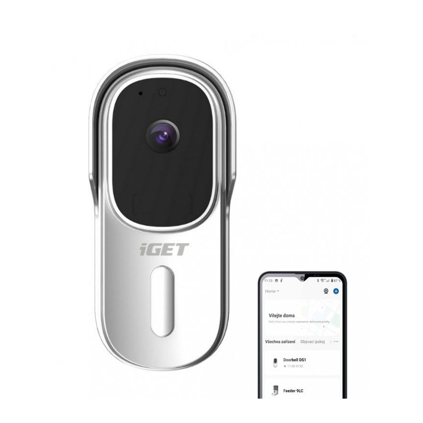 Sonnette video avec détecteur de mouvement Full HD 1080p 5200 mAh IP65 Wi-Fi blanc