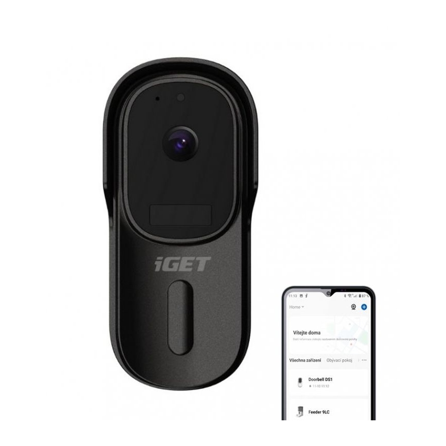Sonnette video avec détecteur de mouvement Full HD 1080p 5200 mAh IP65 Wi-Fi noir