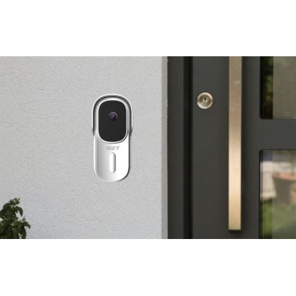 Sonnette vidéo avec détecteur de mouvement Full HD 1080p 5200 mAh IP65 Wi-Fi  Tuya blanche