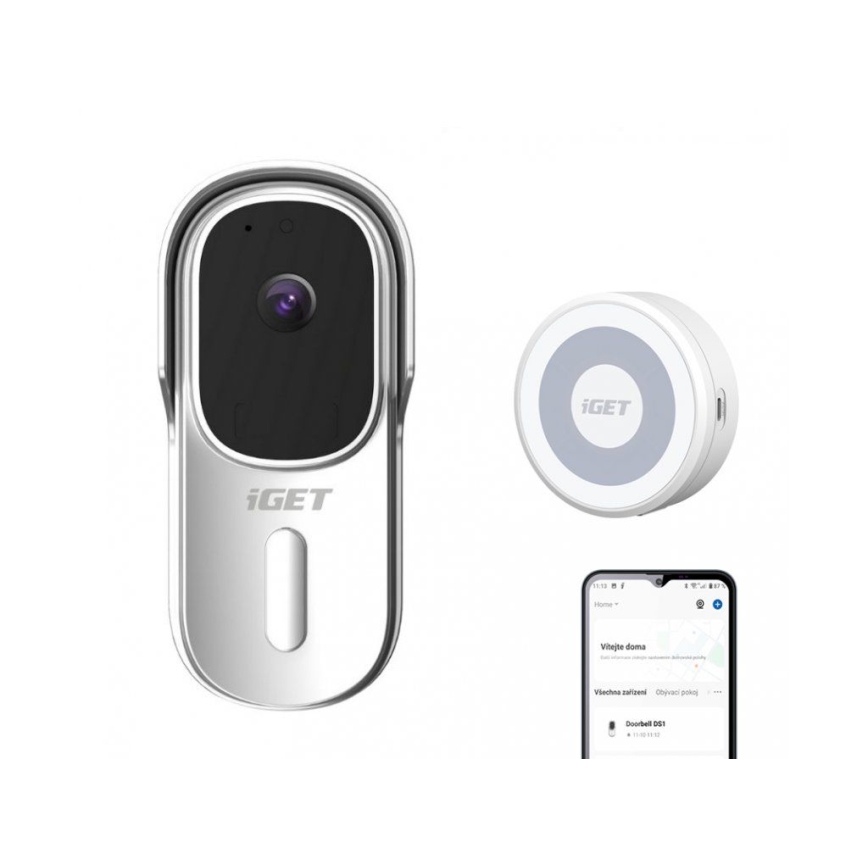 Sonnette video avec détecteur de mouvement Full HD 1080p IP65 Wi-Fi blanc + enceinte