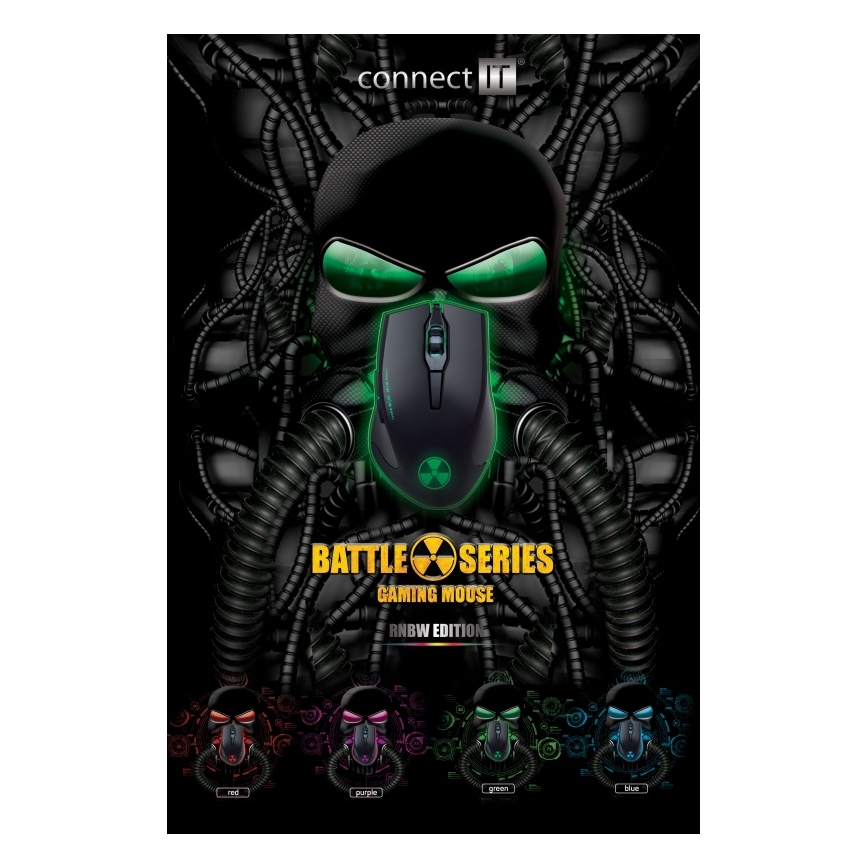 Souris de jeu filaire LED 1000/1200/1600/3200 DPI noir CONNECT IT CI-1128