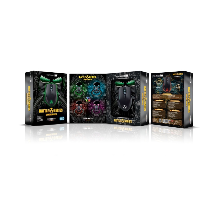 Souris de jeu filaire LED 1000/1200/1600/3200 DPI noir CONNECT IT CI-1128