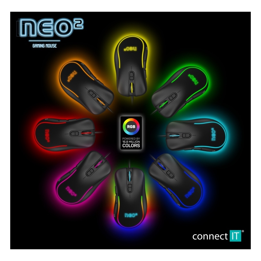 Souris de jeu filaire LED RGB 200-7200 DPI noir CONNECT IT CMO-3589-BK