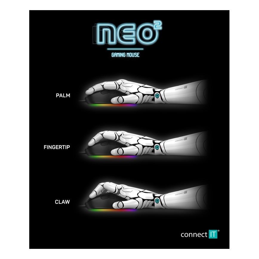 Souris de jeu filaire LED RGB 200-7200 DPI noir CONNECT IT CMO-3589-BK