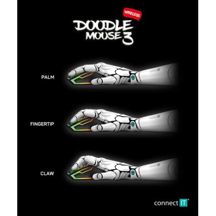 Souris de jeu sans fil LED RGB rechargeable 800/1200/1600/2400/4800 DPI 600 mAh noir CONNECT IT CMO-3530-DD