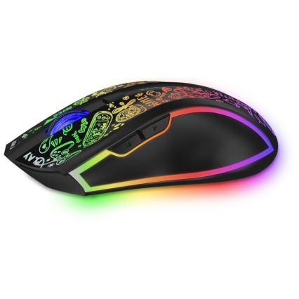 Souris de jeu sans fil LED RGB rechargeable 800/1200/1600/2400/4800 DPI 600 mAh noir CONNECT IT CMO-3530-DD