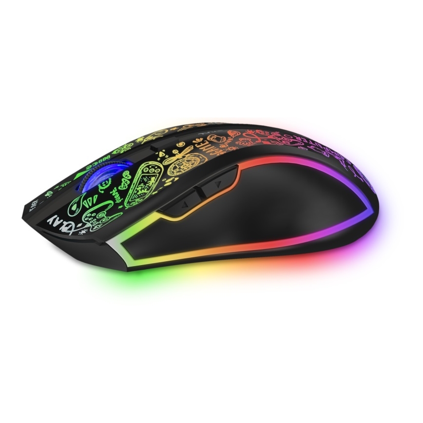 Souris de jeu sans fil LED RGB rechargeable 800/1200/1600/2400/4800 DPI 600 mAh noir CONNECT IT CMO-3530-DD