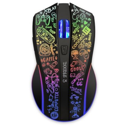 Souris de jeu sans fil LED RGB rechargeable 800/1200/1600/2400/4800 DPI 600 mAh noir CONNECT IT CMO-3530-DD