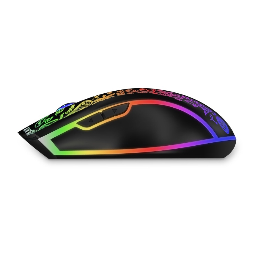 Souris de jeu sans fil LED RGB rechargeable 800/1200/1600/2400/4800 DPI 600 mAh noir CONNECT IT CMO-3530-DD