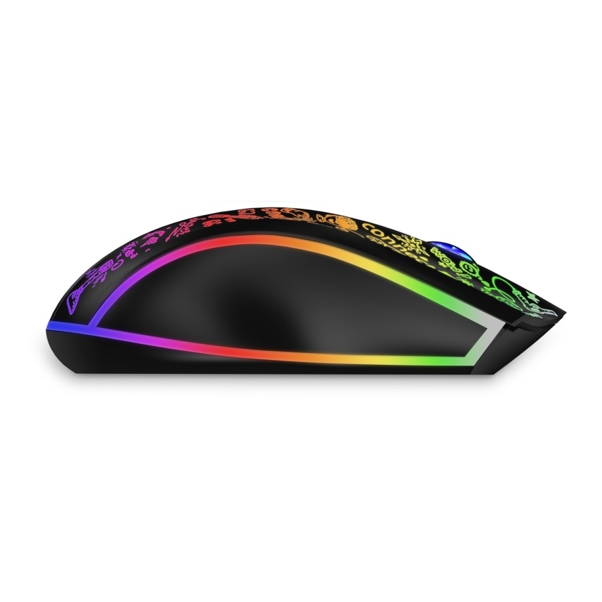 Souris de jeu sans fil LED RGB rechargeable 800/1200/1600/2400/4800 DPI 600 mAh noir CONNECT IT CMO-3530-DD