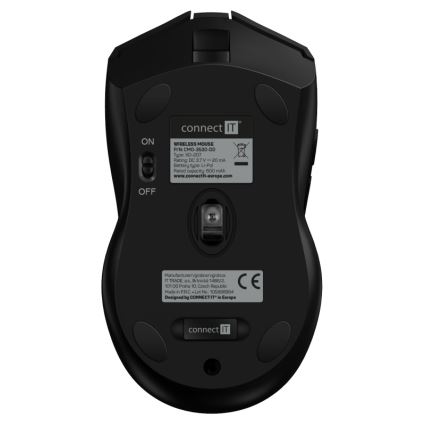 Souris de jeu sans fil LED RGB rechargeable 800/1200/1600/2400/4800 DPI 600 mAh noir CONNECT IT CMO-3530-DD