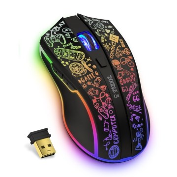 Souris de jeu sans fil LED RGB rechargeable 800/1200/1600/2400/4800 DPI 600 mAh noir CONNECT IT CMO-3530-DD
