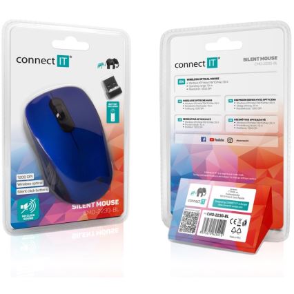 Souris sans fil silencieuse MUTE 1200 DPI 1xAA noir/bleu CONNECT IT CMO-2230-BL