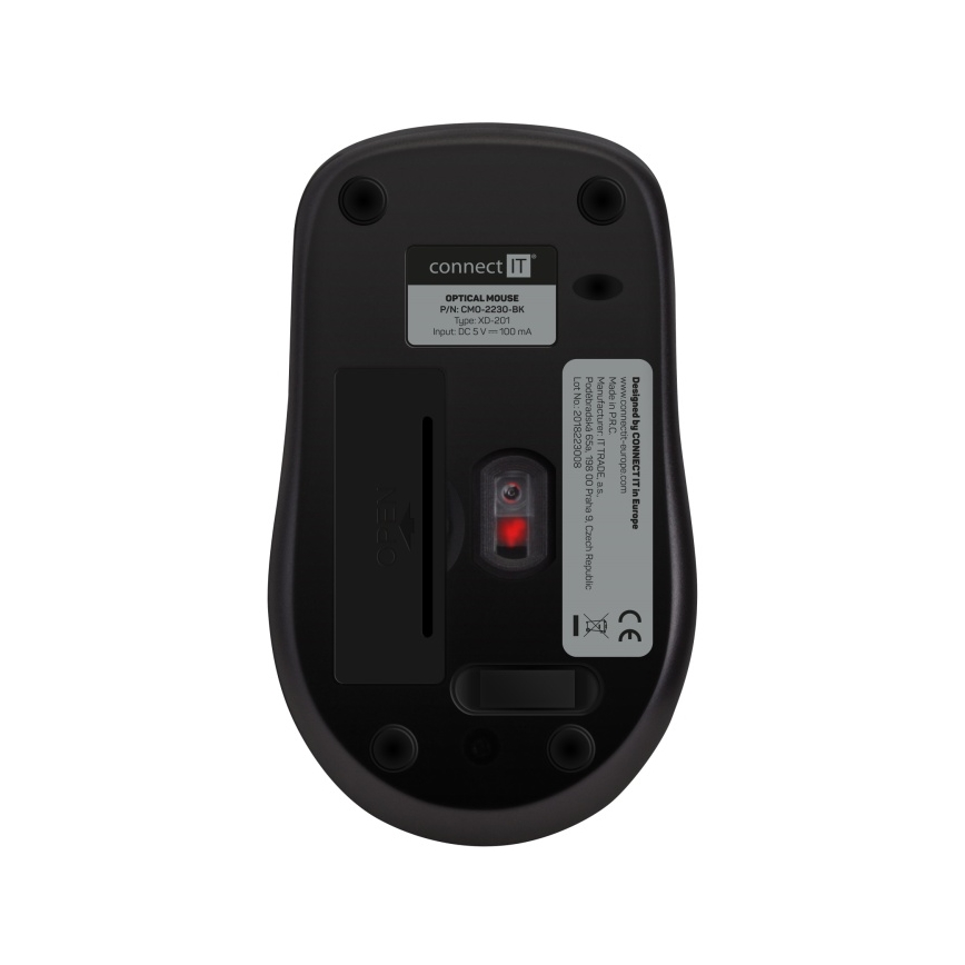 Souris sans fil silencieuse MUTE 1200 DPI 1xAA noir CONNECT IT CMO-2230-BK