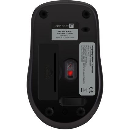 Souris sans fil silencieuse MUTE 1200 DPI 1xAA noir/rouge CONNECT IT CMO-2230-RD