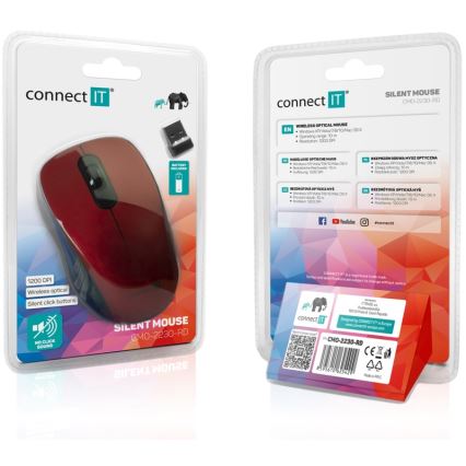 Souris sans fil silencieuse MUTE 1200 DPI 1xAA noir/rouge CONNECT IT CMO-2230-RD