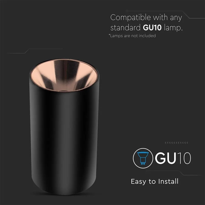 Spot 1xGU10/35W/230V noir/Rose doré