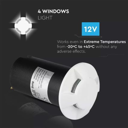 Spot de balisage LED d'extérieur LED/1W/12V IP67