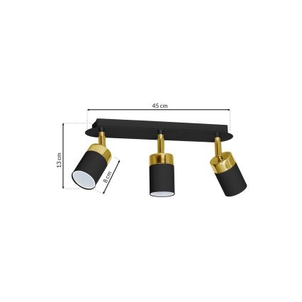 Spot de plafond JOKER 3xGU10/25W/230V noir