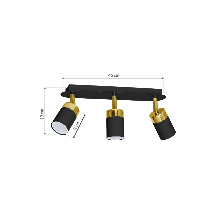 Spot de plafond JOKER 3xGU10/25W/230V noir