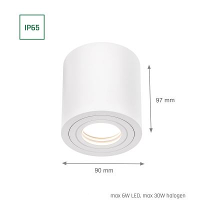 Spot de salle de bain CHLOE 1xGU10/30W/230V IP65 rond blanc