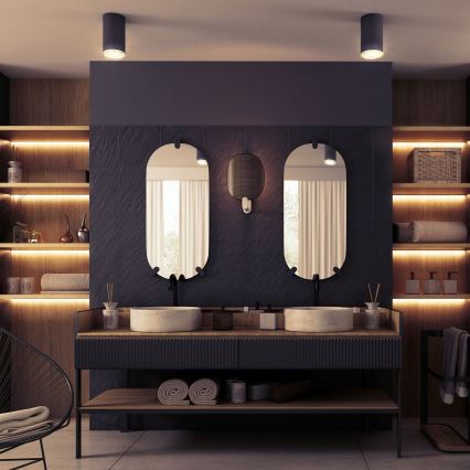 Spot LED RGBW dimmable pour salle de bains TURYN 1xGU10/6W/230V 3000K IP44 noir + télécommande