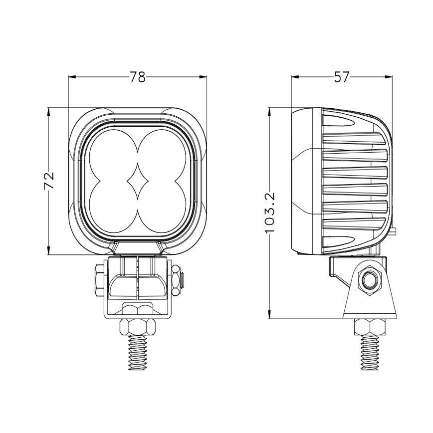 Spot de voiture BLACK LED/40W/10-30V IP69 5700K carré