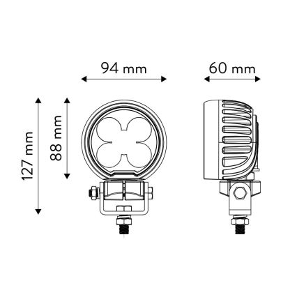 Spot de voiture BLACK LED/50W/10-30V IP69 5700K arrondi
