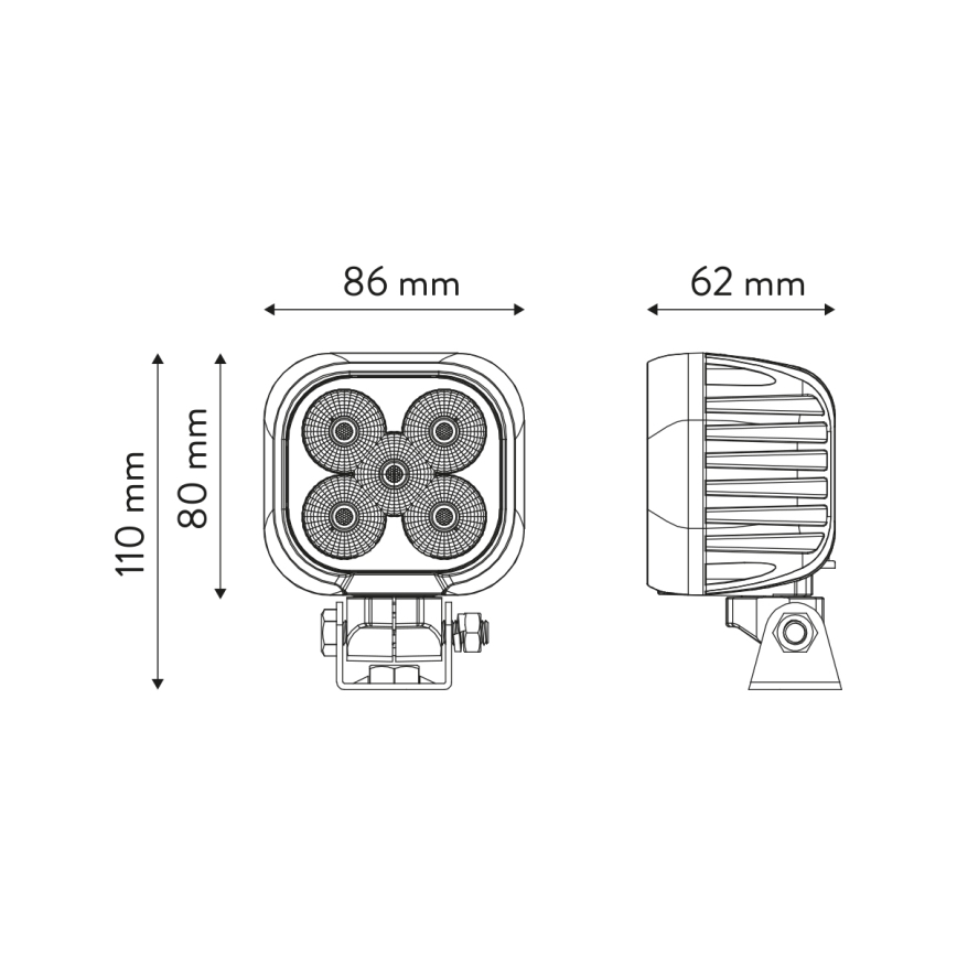 Spot de voiture BLACK LED/50W/10-30V IP69 5700K carré