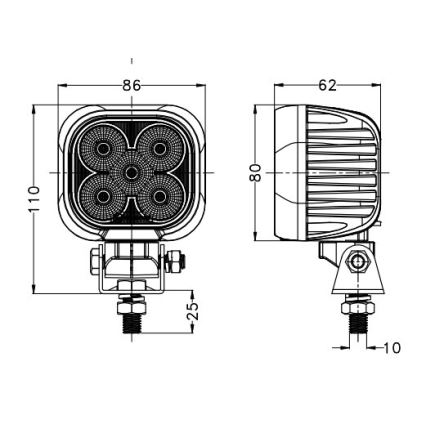 Spot de voiture BLACK LED/50W/10-30V IP69 5700K carré